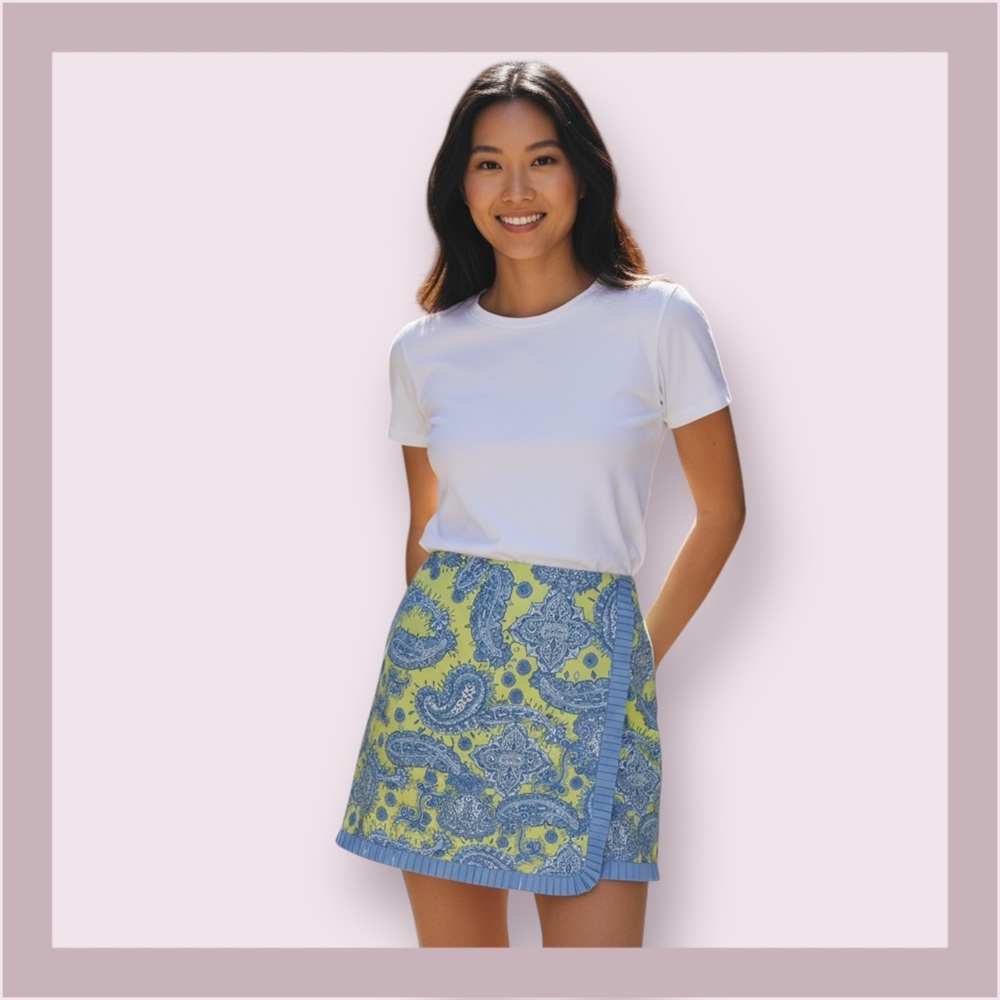Lilly & Van Blue/Green Paisley Print Mini Size XS